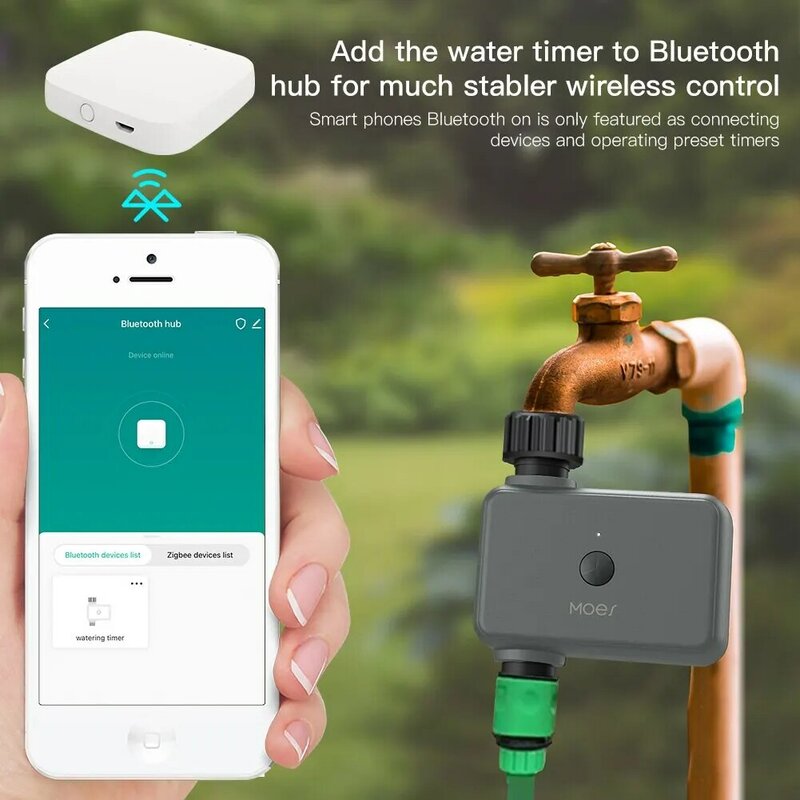 Moes Smart Tuya Bluetooth Water Timer Rain Delay Temporizador de Irrigação Programável com Rega Automática e Manual