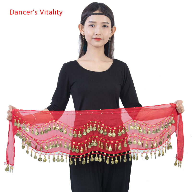 Belly dance belt costumes sequins tassel belly dance hip scarf for women belly dancing belts indain colors 128 coin dance belt