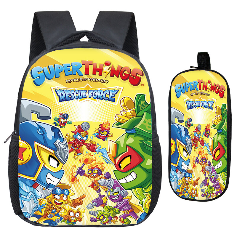 Ransel Game SUPERTHINGS 2 buah Set tas sekolah anak-anak ransel taman kanak-kanak tahan air untuk anak laki-laki anak perempuan bayi balita hadiah tas buku