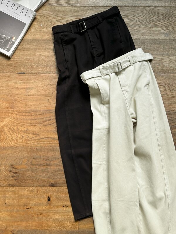 Le * re celana Jeans Retro wanita, celana panjang desain mewah baru 2024 bentuk kepompong katun kualitas tinggi