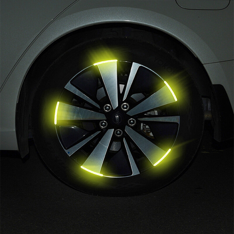 Pegatina reflectante de alta calidad para buje de automóvil, accesorios de estilo de coche, llanta de neumático, advertencia luminosa para conducción nocturna de forma segura, 20 piezas