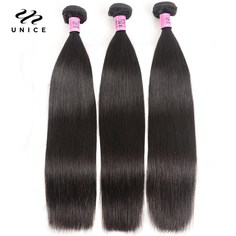 Unice Hair 30 Inch Braziliaanse Bot Steil Haar Bundels 100% Menselijk Haar Weven Bundels Rechte Maagdelijke Haarverlenging 1/3/4 Pcs