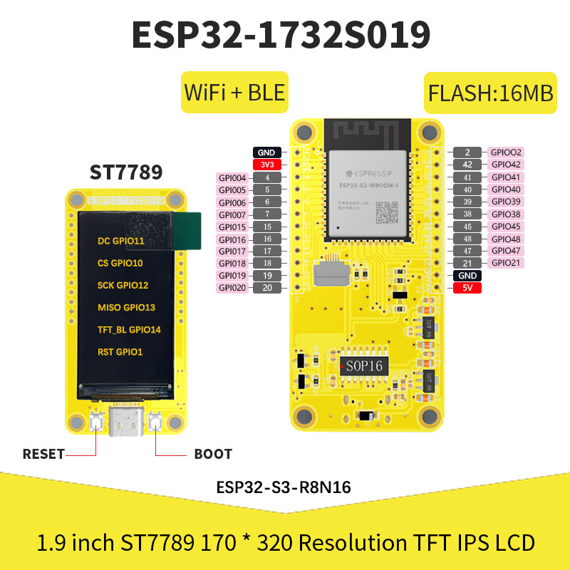 ESP32-S3 HMI 8M PSRAM 16M Flash Arduino LVGL WIFI i Bluetooth 1.9 "170*320 inteligentny ekran 1.9 cali IPS LCD TFT moduł
