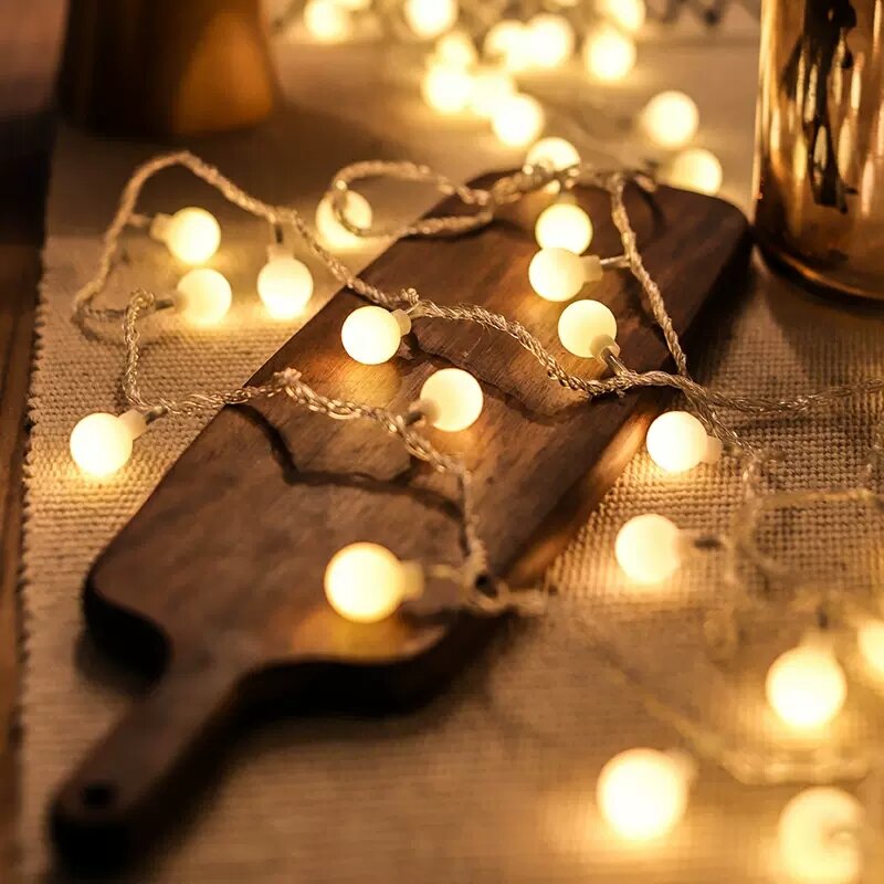 Bateria Power LED Ball Star Garland Luzes Fairy String Lâmpada Home Room Christmas Tree Holiday Wedding Party Lights Decoração