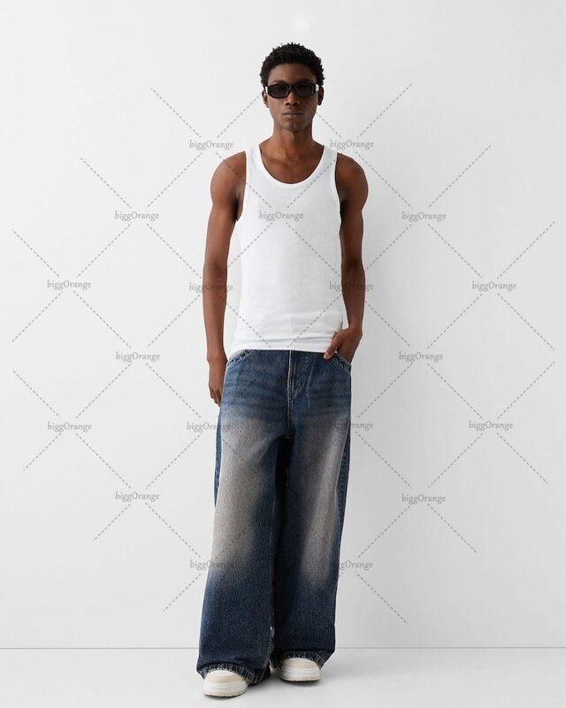 Jeans bordados com letra alta para homens e mulheres, calça retrô americana, casual, calças largas e soltas, moda Harajuku, Y2K, 2024