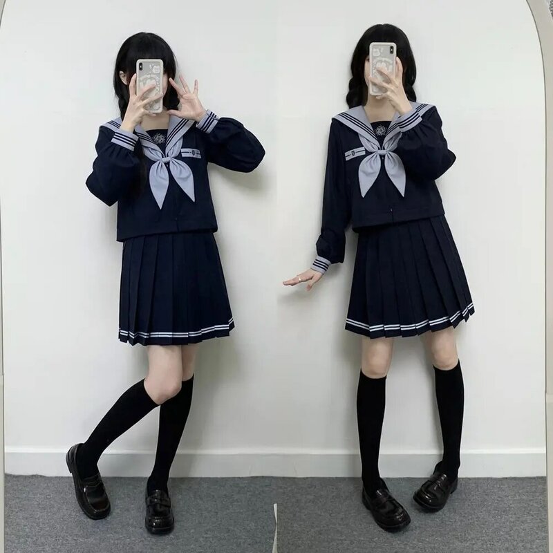 Basic JK Drei-Linien-Marine Seemann passt japanische Schulmädchen Uniformen Abschluss kleidung Falten rock Frauen Anime Cos Kostüme
