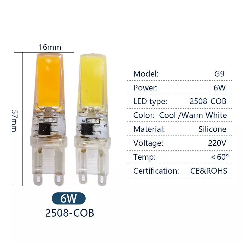 G9 bombilla Led, lámpara de CA de 220V-240V, 6W, 7W, 9W, 10W, 12W, SMD 2835, 3014, luz LED G9, reemplazo de 20W/30W/40W/50 lámpara halógena,