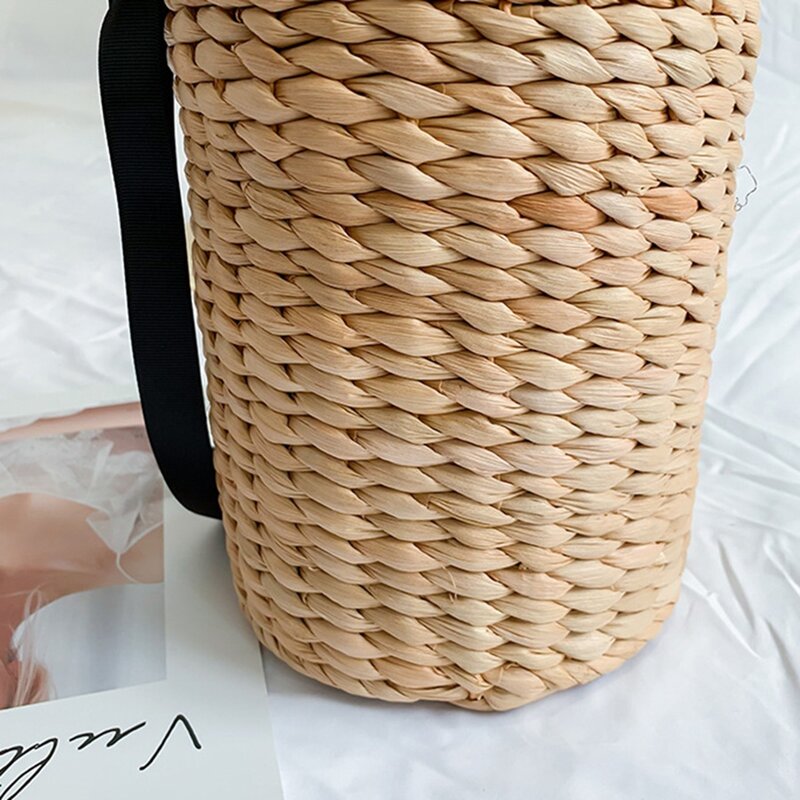 Bolso de paja con lazo para mujer, bolsa de playa informal de diseñador, Verano