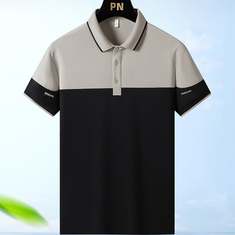 2024 New Summer Patchwork Polo Shirt for Men Brand Quality Short Sleeve Baseball Mens Polos Quick Dry Breathable Slimming Polo