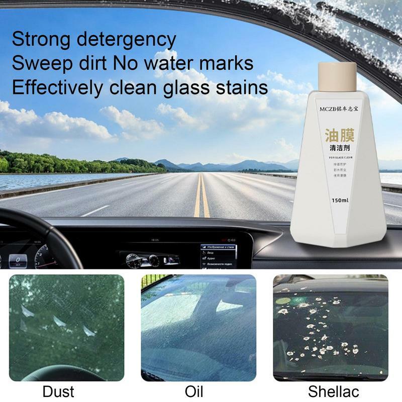 Limpador de janelas a óleo do vidro do carro, suprimentos de limpeza, manchas de água, filme de óleo, sujeira segura para matizado e não matizado, 150ml