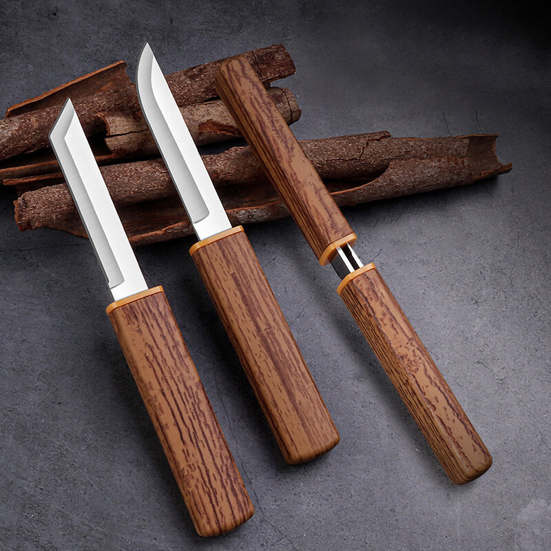 Cuchillo doble portátil de acero inoxidable de alta calidad, cuchillo doble de dragón de fruta y Fénix