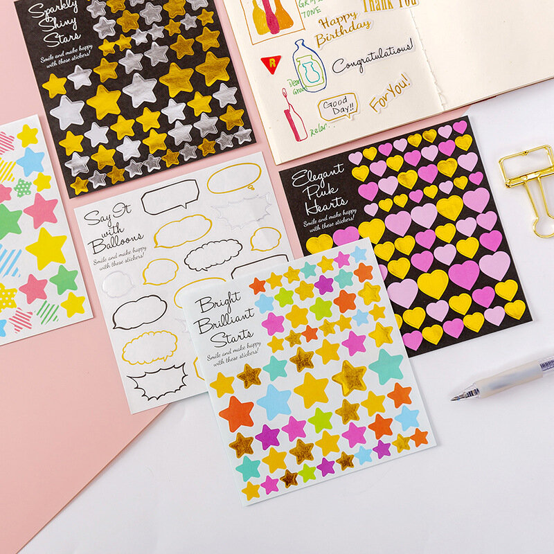 1 Lembar Dekorasi Stiker Buku Harian Geometris Lucu Buku Harian DIY Label Buku Tempel Mainan Anak Stiker Hadiah Perlengkapan Alat Tulis