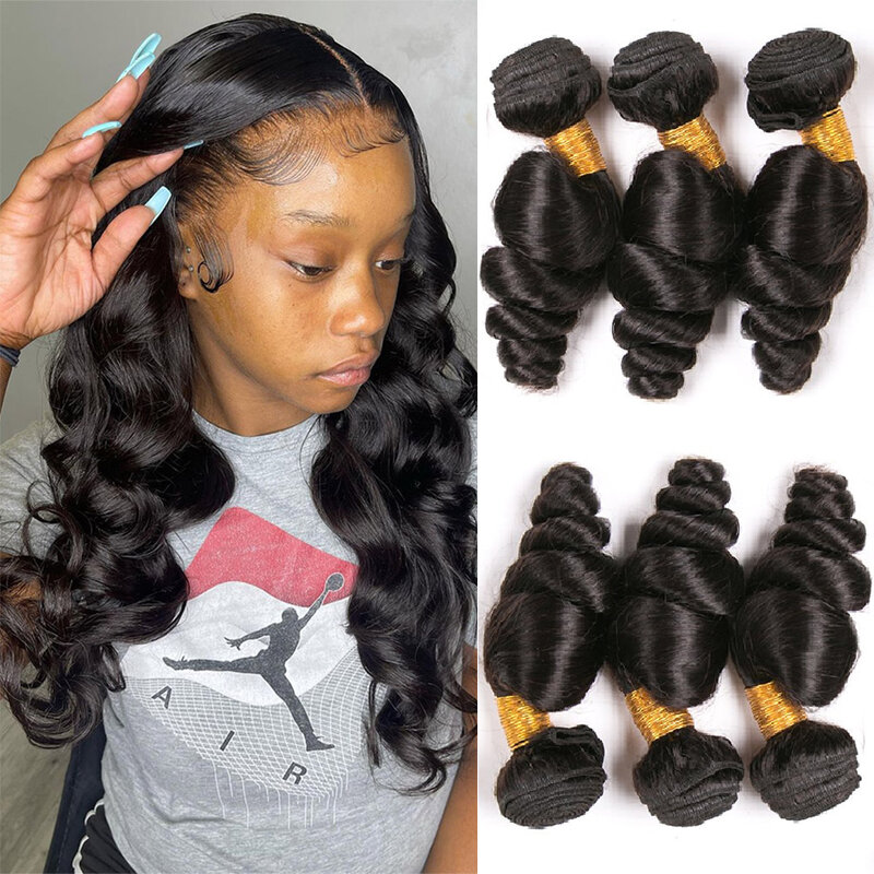 Lose Welle Haar 3 Bündel Deal rohe malaysische Haar weberei wellig 100% menschliches Haar weben Verlängerungen für Frauen natürliches Schwarz zum Verkauf