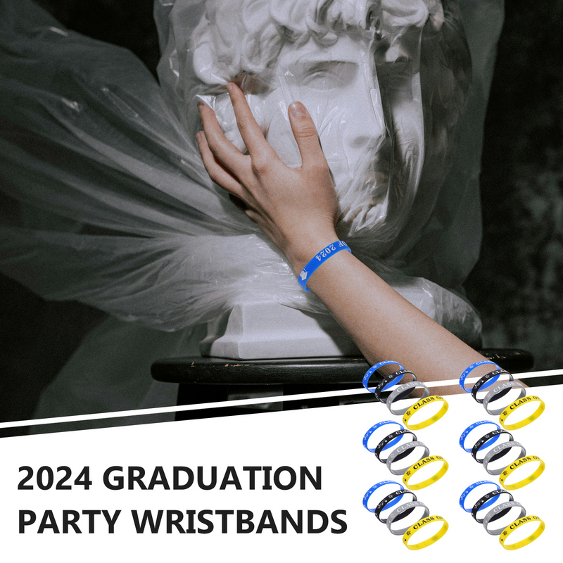 Pulseras de silicona para graduación clase 2024, brazalete de celebración, clase 2024