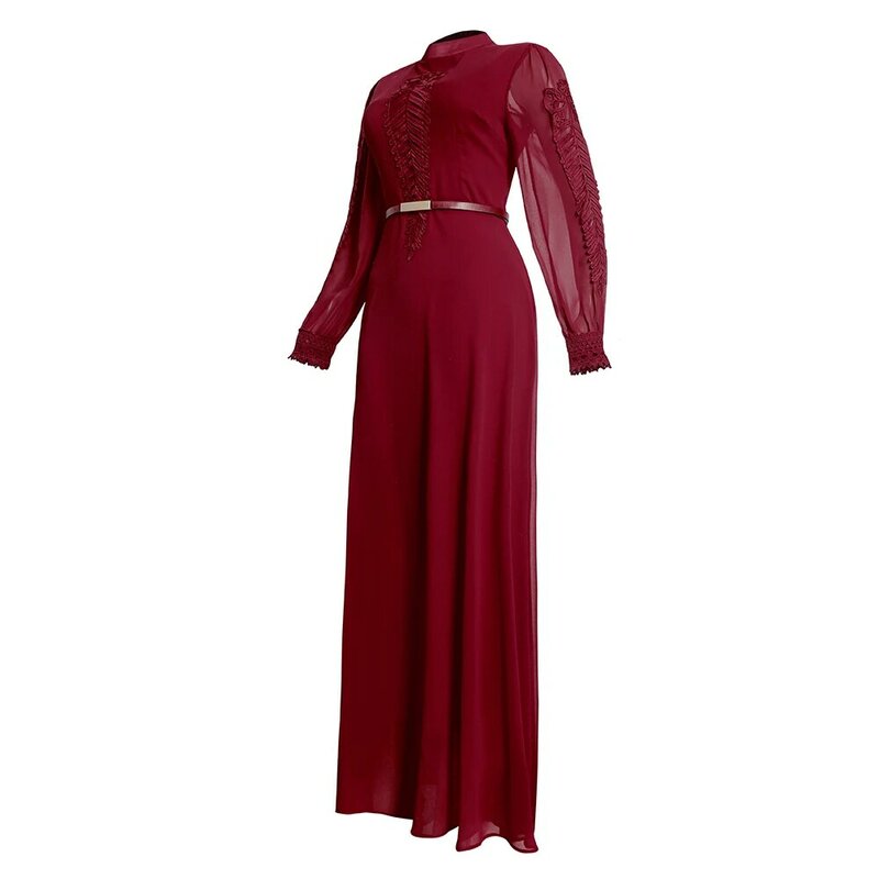 Afrykańska damska szyfonowa sukienka Plus size haftowana spódnica z paskiem na kolano 390 #