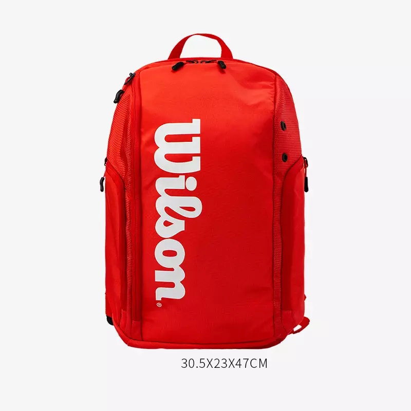 Wilson Super Tour tas tenis, ransel isolasi merah saku desain minimalis olahraga tas tenis dua warna tahan maksimum 2 raket