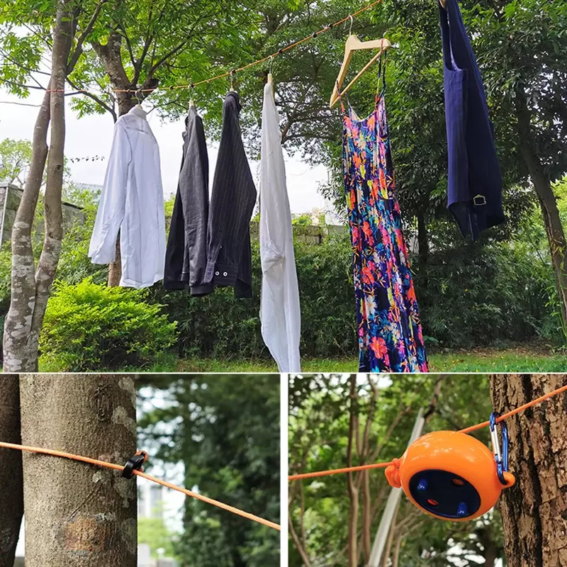 8m Nicht-Perforierte Wäscheleine Versenkbare Tragbare Reise Trocknen Rack Outdoor Camping Winddicht Tragbare Hängen Rack Kleidung