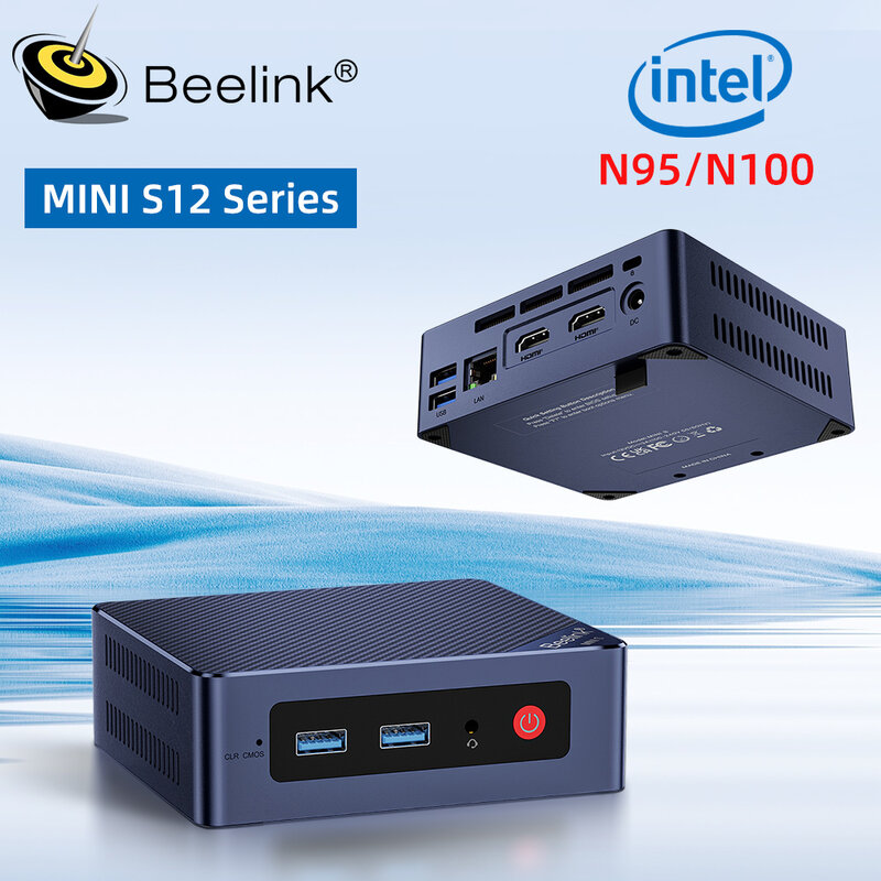 Beelink PC Mini S12 Pro Intel N100, komputer Desktop Mini 16G 512G Intel 12 Gen N95 8GB 256GB mendukung NVME SSD VS AK3V