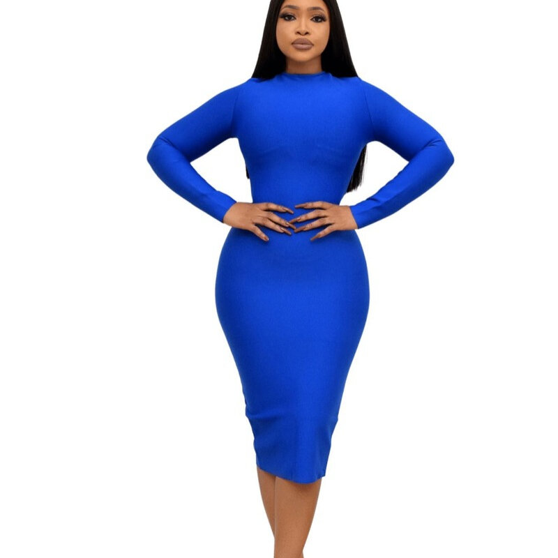 African Evening Party Dresses for Women Autumn Sexy African Long Sleeve Green Blue Black Bodycon Dress Dashiki African Clothing