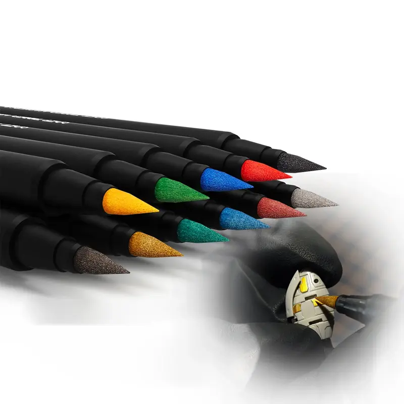 Dspae لينة يميل علامات 11 ألوان فرشاة القلم الطلاء أداة مجموعات أحمر أزرق أخضر أصفر أسود أصفر رمادي الذهب القلم 11 قطعة/المجموعة