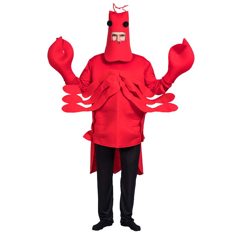 Kostum Cosplay Lobster merah pakaian panggung aneh pesta lucu properti kostum Halloween