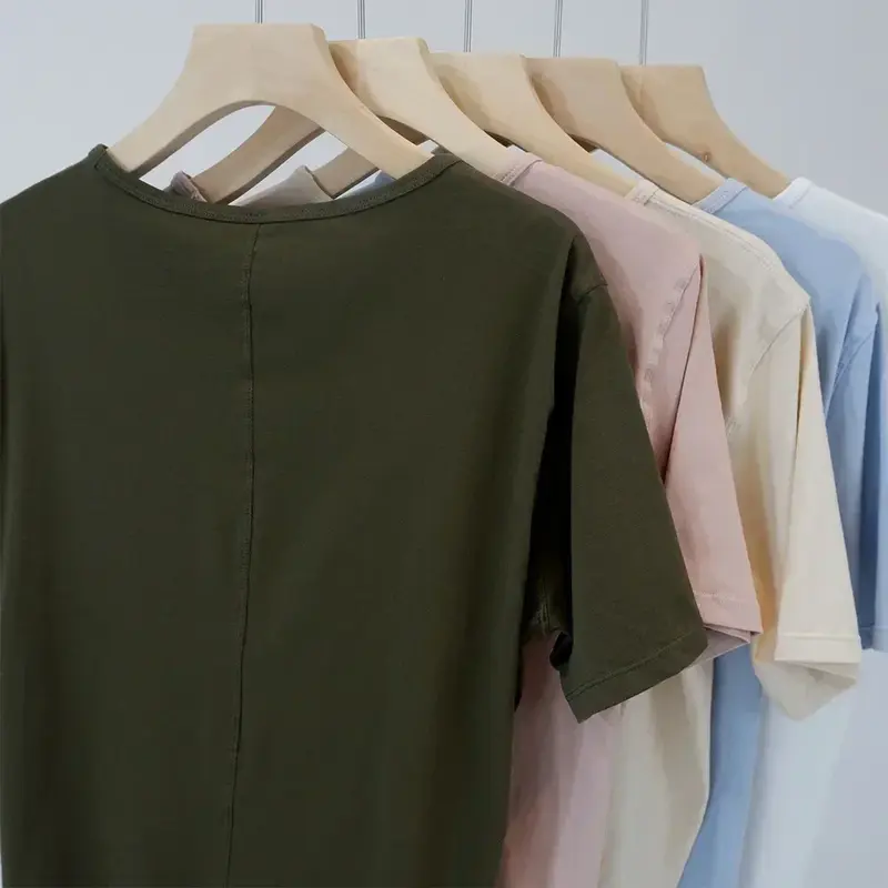 女性用の短い綿のTシャツ,女性用の柔らかく滑らかなスポーツシャツ,単色,大きいサイズ,ヨガ用,新しい夏のコレクション