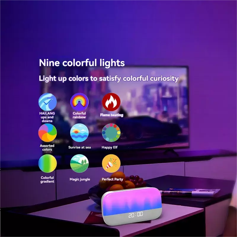 AKIMID-Lámpara LED de dormir inteligente con Control de voz, luz colorida deslumbrante, Altavoz Bluetooth, luz ambiental para dormitorio, color blanco