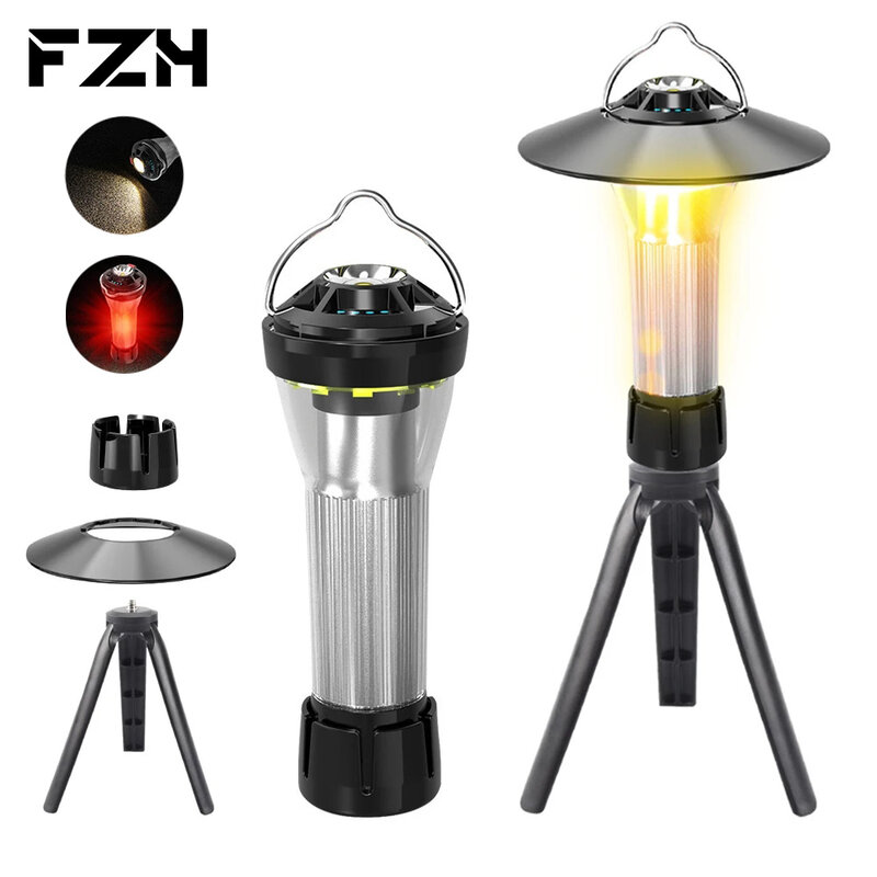 Multifunctional Protable LED Camping Light Rechargeable Flashlight with Magnet Holder Outdoor Waterproof Emergency Tent Lantern