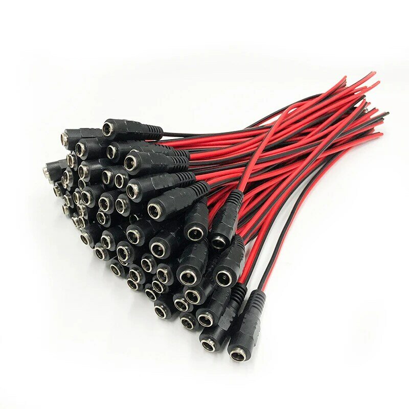 12V DC Connectors Female Jack Cable Adapter Plug Power Supply 26cm Length 5.5 X 2.1mm for CCTV Camera