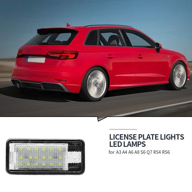 ضوء لوحة رقم رخصة السيارة ليد ، مصباح أبيض لأودي A3 ، S3 ، 8P ، A4 ، B6 ، B7 ، A5 ، A6 ، 4F ، Q7 ، A8 ، S8 ، C6
