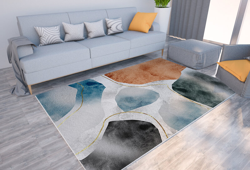 Modern abstract geometric print carpet bohemian home living room sofa decoration floor mat bedroom room soft large area carpet