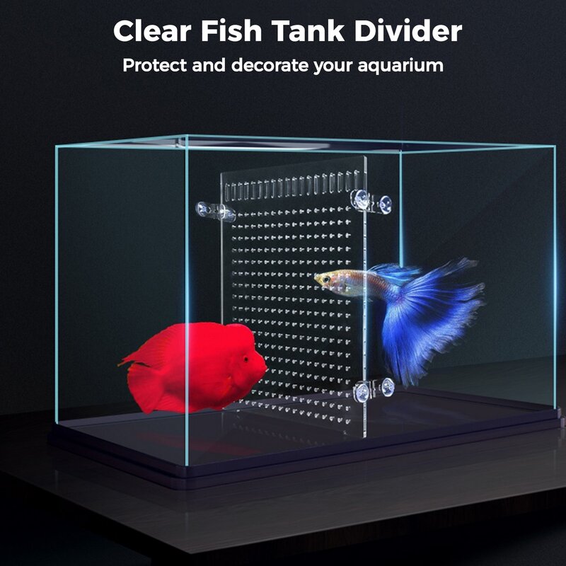 Acrílico Fish Tank Divisores com ventosas, placa de isolamento, claro, fácil de instalar, aquário, 2pcs