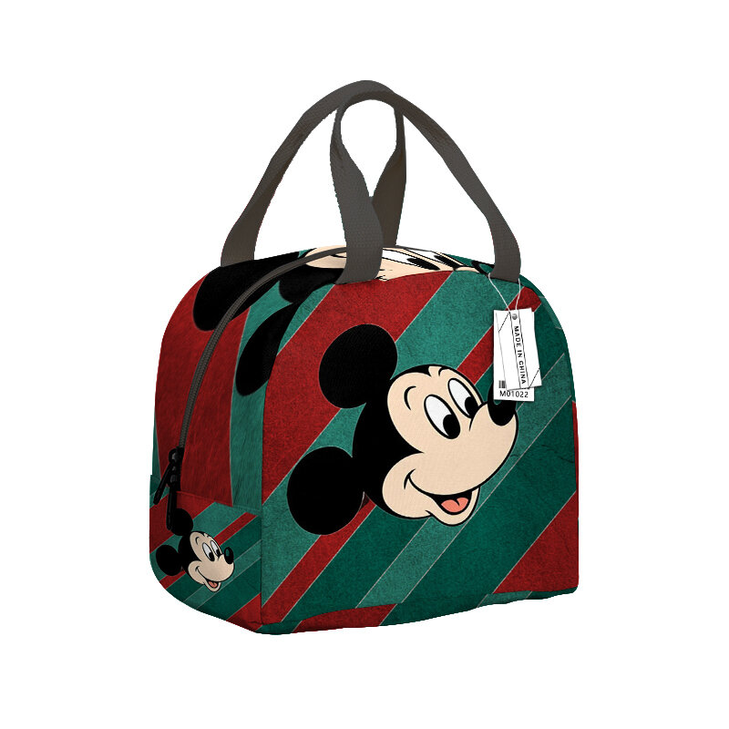 Disney-fiambrera de Mickey Mouse para niños, bolsa de gran capacidad con aislamiento térmico, impermeable, con dibujos animados de Minnie Mouse, caja de almacenamiento de alimentos
