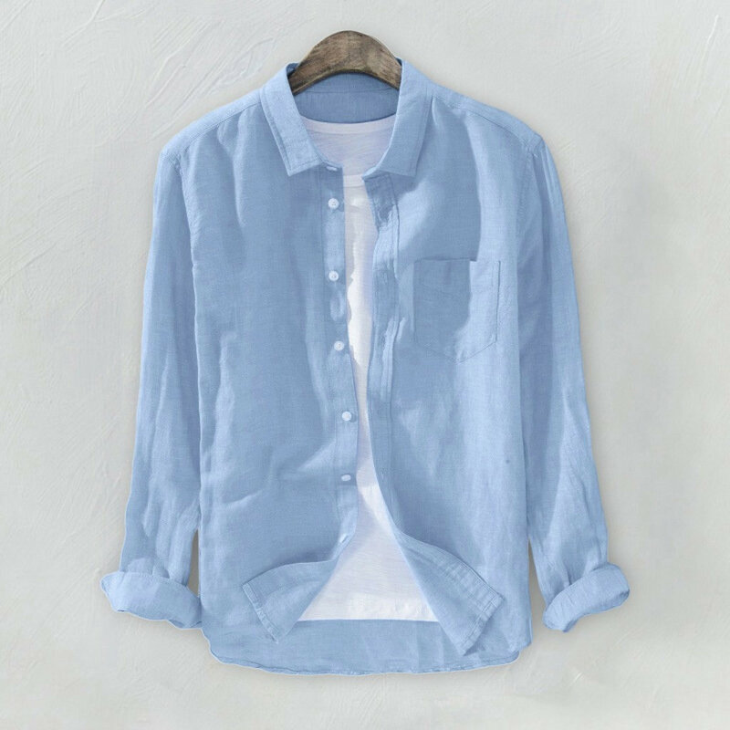 Men's shirt workwear shirts Casual loose Blouses Tops spring Solid-Color Commute luxury  All-match Comfort camisas y2k lapel