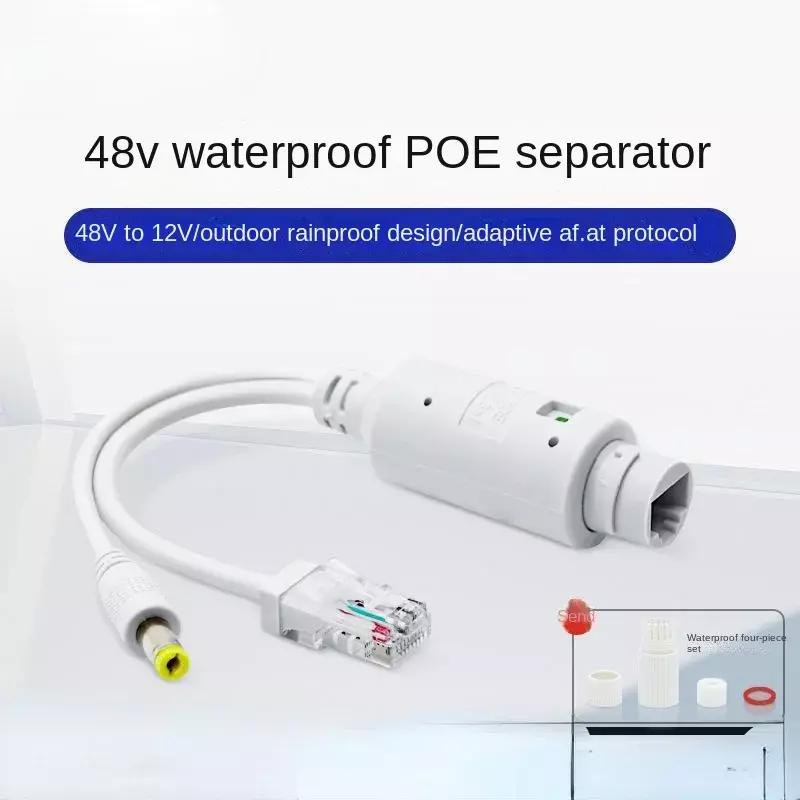 Waterprof divisor POE de 48V a 12V con adaptador de vídeo y corriente, inyector de módulo de fuente de alimentación para extensor de cámara IP