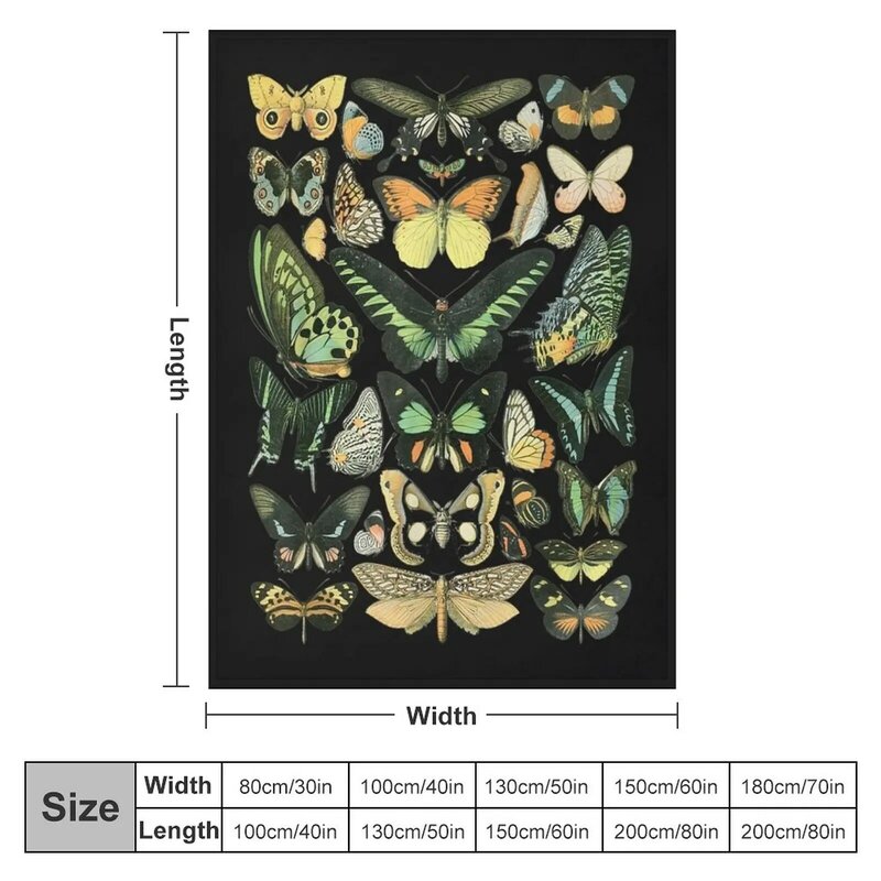 Inspirado vintage borboleta gráfico Jogue cobertor, cobertores decorativos cama, Cama Plaid, TShirt92