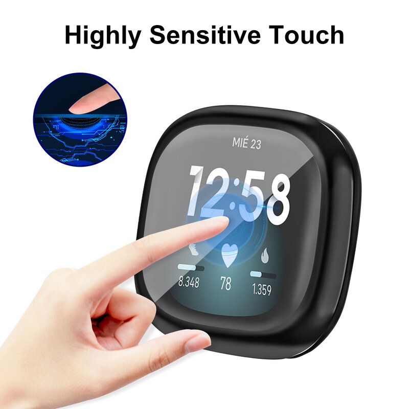 Screen Protector Soft Cover for Fitbit Versa 3 2 Sense Watch Case Lightweight Tpu Bumper Scratch-resistant Shell Accessories