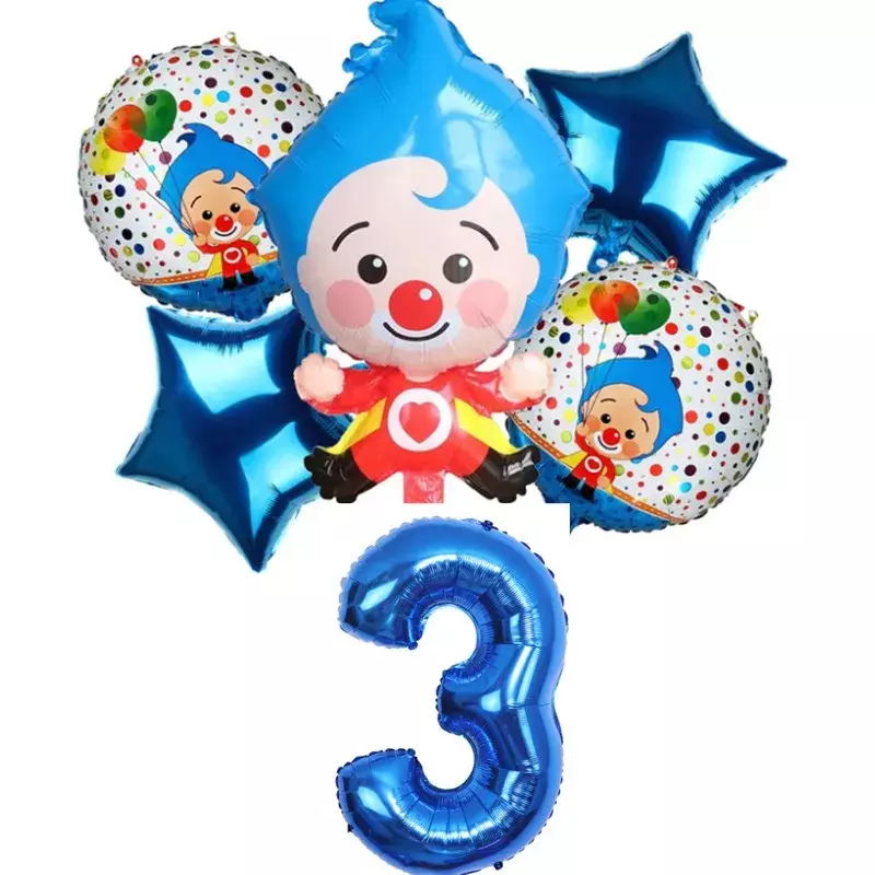 6 pz/set Cartoon Clown Plim Plip Foil Balloons bambini festa di compleanno decorazione Supplie Baby Shower Air Globos giocattoli per bambini palle