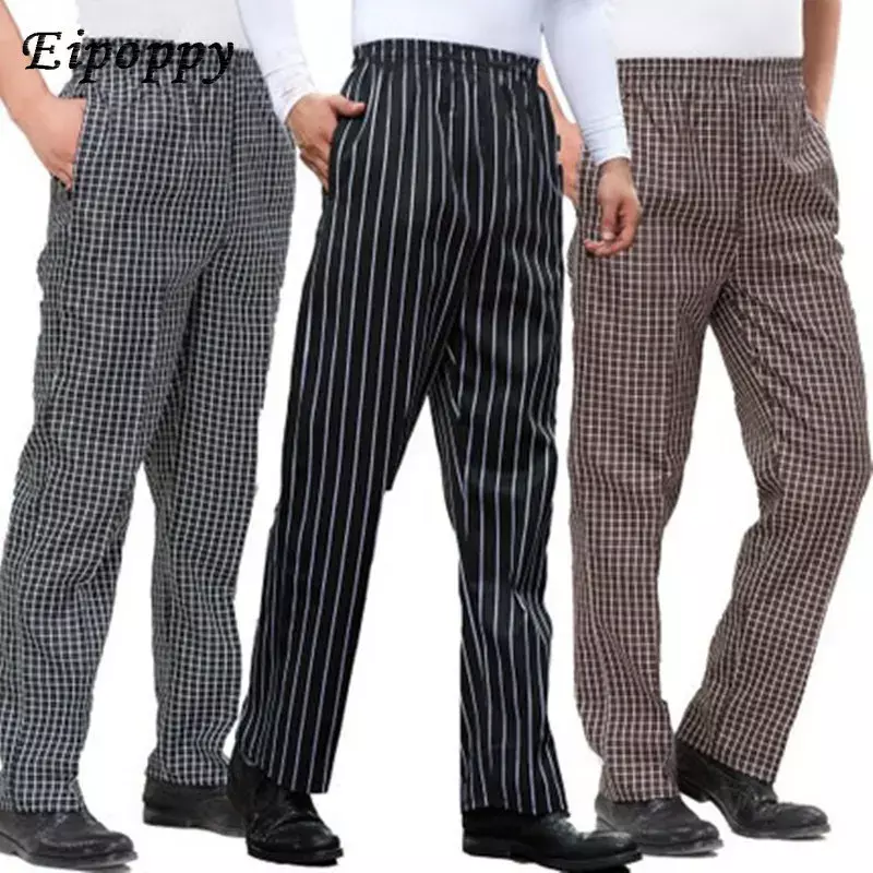 Celana koki gaya terbaru celana panjang zebra koki musim gugur dan musim dingin overall celana panjang bergaris celana panjang kotak-kotak dapur Pria 6 jenis
