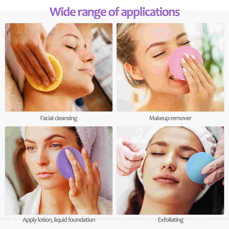 120 Pcs Facial Sponge Compressed Wash Face Sponges for Washing Makeup Remover Pads Take Bath Round