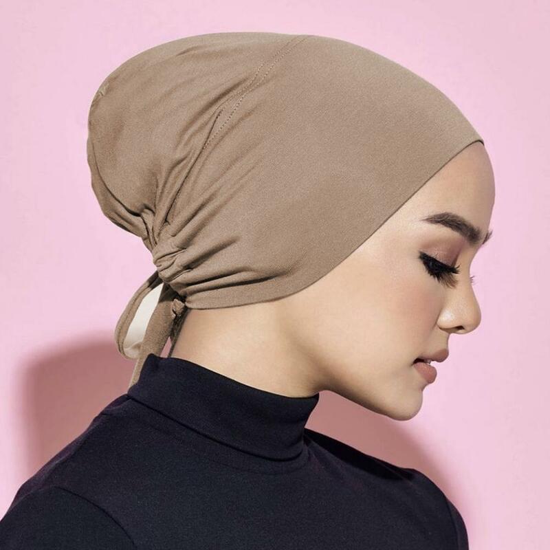 Turbante musulmán de Modal suave para Mujer, Hijab interno, gorro islámico, India, Turbante