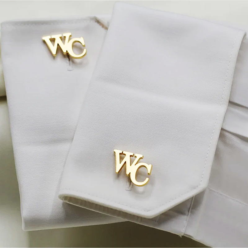 Custom One Pair Two Letters Cufflinks Workplace Jewelry Stainless Steel Double Initials Wristband Women Men Wedding Gifts