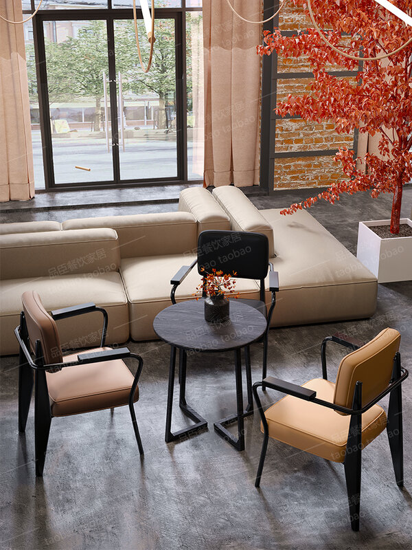 โต๊ะและเก้าอี้บาร์สำหรับร้านกาแฟร้านกาแฟแบบย้อนยุคทำจากไม้เนื้อแข็งชานมร้านกาแฟผับการ์ดที่นั่งโซฟา