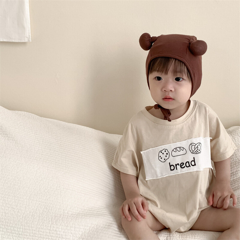 2024 Summer New Baby Boy Girl Short Sleeve Bodysuit Newborn Toddler Patch Casual Jumpsuit Infant Cotton Breathable Clothes 0-24M