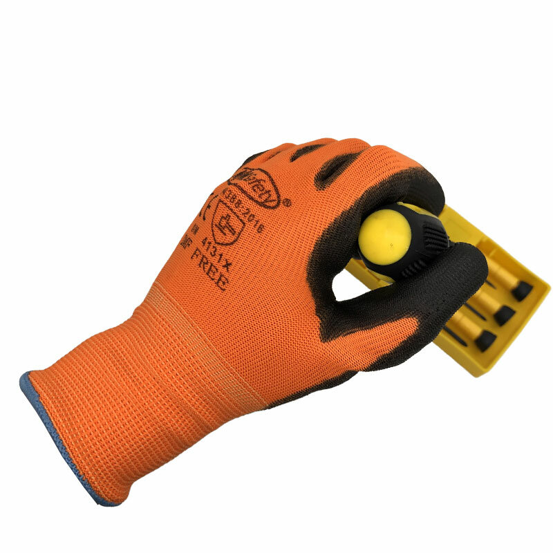 Nm安全手袋,12ペア,PU作業用手袋,手のひらの裏地,保護,プロの安全サプライヤー