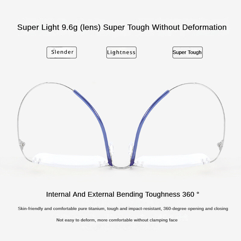 New Pure Titanium Anti-blue Light Presbyopia Glasses Fashion Business Rimless Cut Edge Square Eyewear Men Women Myopia Glasses