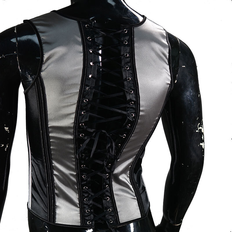 Aismz-corsé gótico Steampunk para hombre, ropa interior sin mangas, moldeador de pecho, chaleco, chaqueta, talla grande