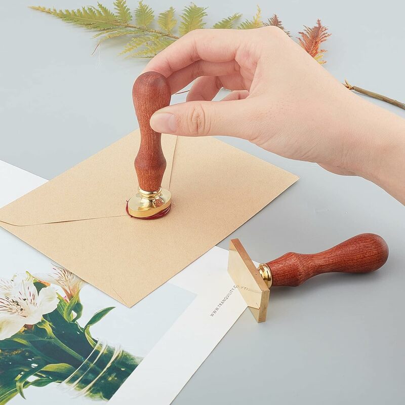 1PC Wax Seal Stamp Thank You Vintage Sealing Wax Stamps Words Oval Removable Brass Head Sealing Stamp with Wooden Handle