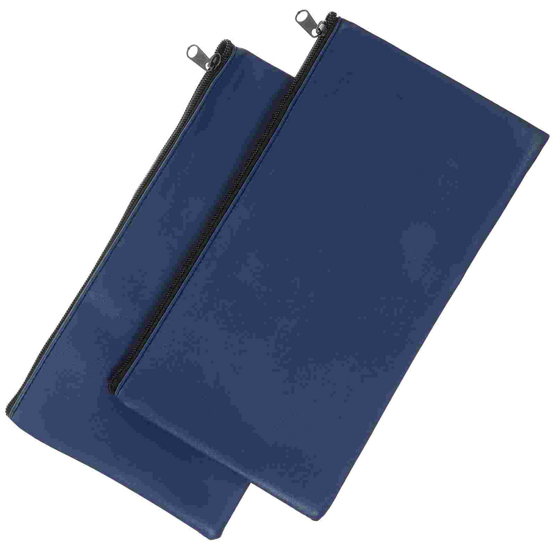 กระเป๋าใส่ธนบัตร PU 2ชิ้นกระเป๋าเก็บเงินสดกระเป๋าเงินแบบนำกลับมาใช้ใหม่สีฟ้าสำหรับการจัดทำงบประมาณ