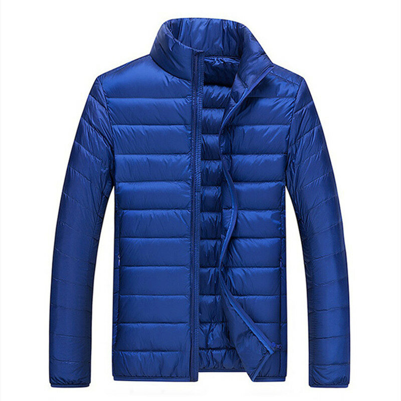 Winter Polyester Men's Down Jacket Stand Collar Long Sleeve Cardigan Zipper Solid Fashion Casual Down Jacket